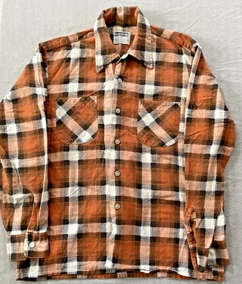 VTG 70s Murphy's Mart Mens Small Flannel Shirt Plaid Cotton Grunge Rockabilly - Image 1 of 4