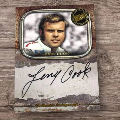 Jerry Cook PACK PULLED NASCAR HOFer signed card 2010 PRESS PASS LEGENDS #01/50 - Image 1 of 2
