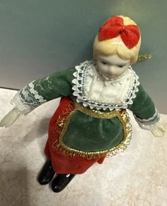 Muñeca de porcelana bisque bávaro europeo vintage adorno disfraz popular rubio - Imagen 1 de 11