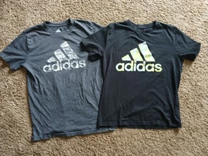 Adidas Boys Size Medium T Shirt Lot Of 2 Grey And Black - Picture 1 of 8