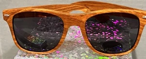 Fedex Company Fan Game Gear Beach Vacay Sunglasses PLASTIC Brown Faux Woodgrain - Picture 1 of 8