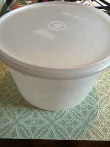 Contenedor de almacenamiento redondo Tupperware vintage 267-3 y tapa 230-6 transparente - Imagen 1 de 6