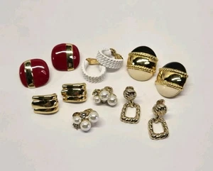 Vintage Modern Estate Clip Earring Lot 6 Pairs Monet - Picture 1 of 19