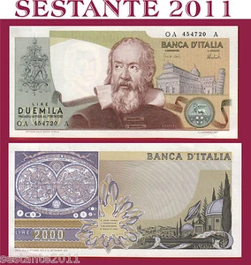ITALIA ITALY 2.000 2000 LIRE GALILEO GALILEI 8.10. 1973, P 103a, FDS- / UNC- - Imagen 1 de 1