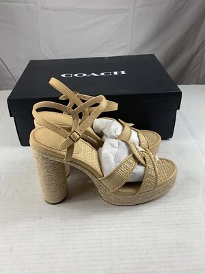 SANDALIAS COACH TALINA RAFIA Nuevas Para Mujer Talla 11 B Natural/Beige C8893 Foto 1 de 4