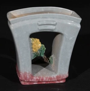 Roseville Artwood Pottery Planter Vase 1051-6 1951 Gray w/ Yellow Floral - Picture 1 of 8
