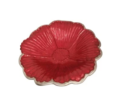 Cuenco de hibisco de aluminio esmaltado rojo Julia Knight 12 pulgadas rosa peonía lirio floral Foto 1 de 4