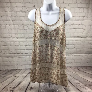 floral sleeveless top Pink Cream Women Size L Preowned  - Picture 1 of 5