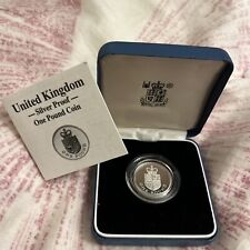 1988 UK Silver Proof Piedfort One Pound Coin w/ Box & COA Shr1
