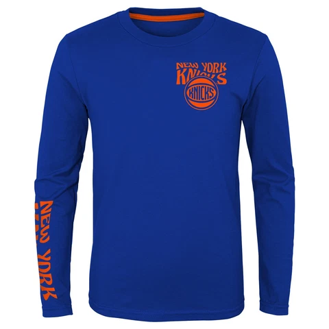 Outerstuff NBA Kids (4-7) New York Knicks Trippy Long Sleeve Tee, Royal Cover