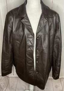 Colebrook & Company Brown Leather Coat Long Sleeve Buttons Size XL Women - Picture 1 of 12