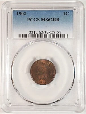 1902 Indian Head Cent PCGS MS62RB 2212.62/39825187 Exquisite Coin Rare - Image 1 of 4