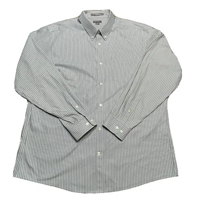 Eddie Bauer Shirt Mens XL Gray Pin Striped Button Down Relaxed Fit Wrinkle Free - Image 1 of 4