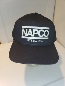 Vintage Advertising NAPCO Steel Inc Trucker Hat Cap Snapback - Black & White - Picture 1 of 5