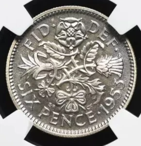 GREAT BRITAIN 1953 Q Elizabeth II Coronation PROOF CAMEO 6P Six Pence NGC PF63 - Picture 1 of 4
