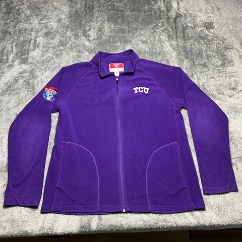 TCU Horned Frogs Jacket Mens Large Purple Full Zip Fleece Cover