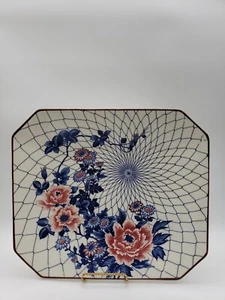 MCI Japanese Blue Dimensional Floral Transferware Porcelain China Serving Plate - Picture 1 of 7