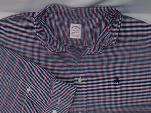 Brooks Brothers 1818 Hemd Madison Fit XL Herren rot marine weiß kariert langarm - Bild 1 von 6