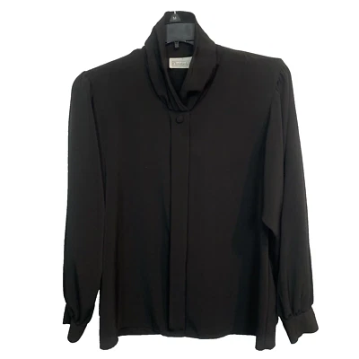 Camiseta de mujer Christie & Jill negra con botones ocultos manga larga talla 12 Foto 1 de 4