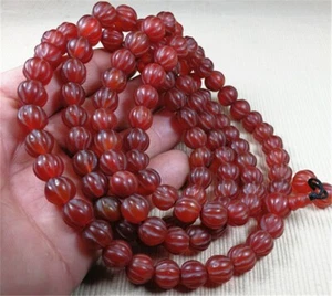 Collar amuleto de ágata con cuentas Dzi tibetanas antiguas de 10 mm bendecido por lama tibetano 40" - Imagen 1 de 7