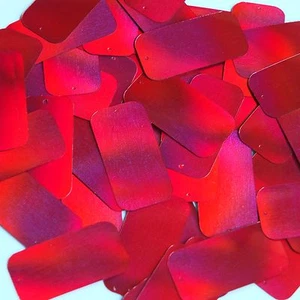 Lentejuelas rojas Lazersheen rectangulares largas reflectantes de 1,5 pulgadas lentejuelas de alta costura - Imagen 1 de 2