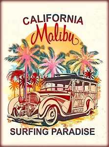 California Malibu Surfparadies Retro USA Reisekunst Posterdruck - Bild 1 von 1