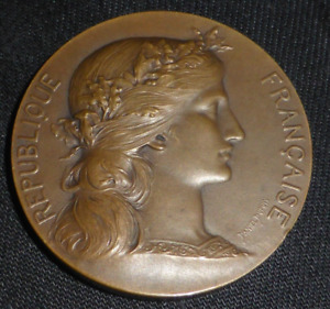 Rare French Bronze Marianne Medal Limoges Ecole Nationale D'Art by Dubois c1900
