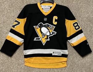 Reebok NHL Pittsburgh Penguins Sidney Crosby Hockey Jersey YOUTH Size S/M
