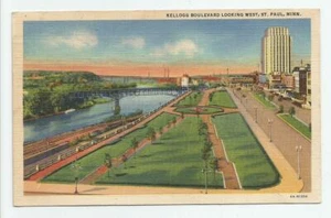 Postal de Kellogg Boulevard Looking West St. Paul Minnesota 1949 vintage sin usar - Imagen 1 de 2
