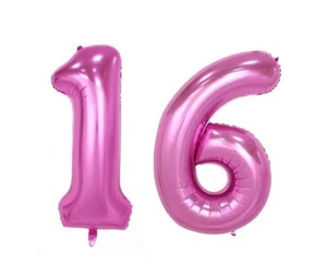 Huge 40" 16 Pink Foil Number Balloons Photo Shoot 16th Birthday Float Helium USA - Picture 1 of 1