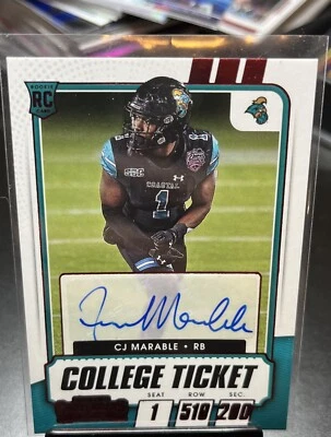 2021 Contenders Draft Picks CJ MARABLE College Ticket Red Auto - Image 1 of 2