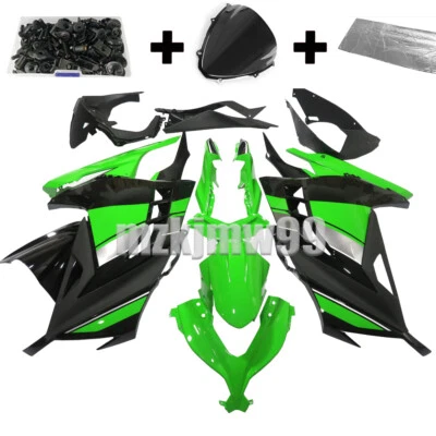 Green Black Fairing Kit + Bolts For Kawasaki Ninja 300 2013-2017 Bodywork Foto 1 de 4