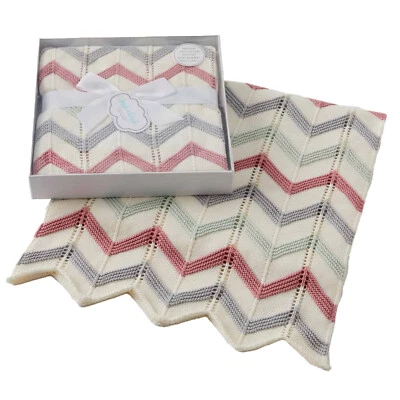 Nordic Kids 75x100cm Blush Zig-Zag Baby Cotton Knit Blanket For Cot/Pram Cloth - image 1 of 3