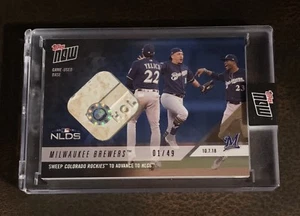 2018 TOPPS NOW #855B MILWAUKEE BREWERES BASE RELIC # 1/49 BREWERS ADVANCE NLCS - Picture 1 of 4