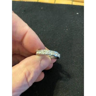 ann taylor stainless steel and rhinestone ring size 7 - Image 1 of 3