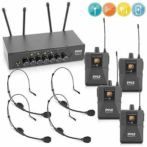 Pyle PDWM4122 UHF Wireless Microphone System - Black