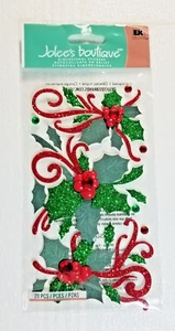 Jolee's Christmas Red & Green Glitter Flourishes & Holly Scrapbooking Stickers - Picture 1 of 1
