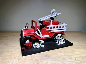 Cute Wooden Fire Truck w/4 Dalmatians Music box Play smoke gets in your eyes - Picture 1 of 8
