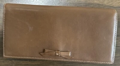 J.CREW Tan Genuine Leather Cream Stitch Snap Close Multi-Compartment Wallet 8x4" - Image 1 of 4