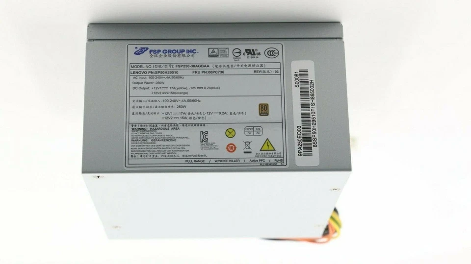 Genuine Lenovo 720-18APR M910 M920 P320 250W Power Supply FSP250-30AGBAA 00PC736 - Image 1 of 4