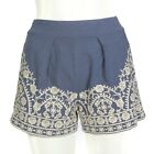 Lily Brown Shorts Cute Blue Ivory Embroidery Cottgecore Prairie size 0 - 915