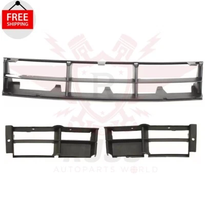 New Front Bumper Grille & Bumper Insert Black 3PC For 1997-2003 BMW 528I 540I - Image 1 of 4