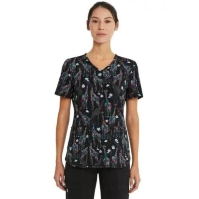 Scrubstar GENTLE GIRAFFE Nurse Uniform Scrub Top  - New - Image 1 of 3