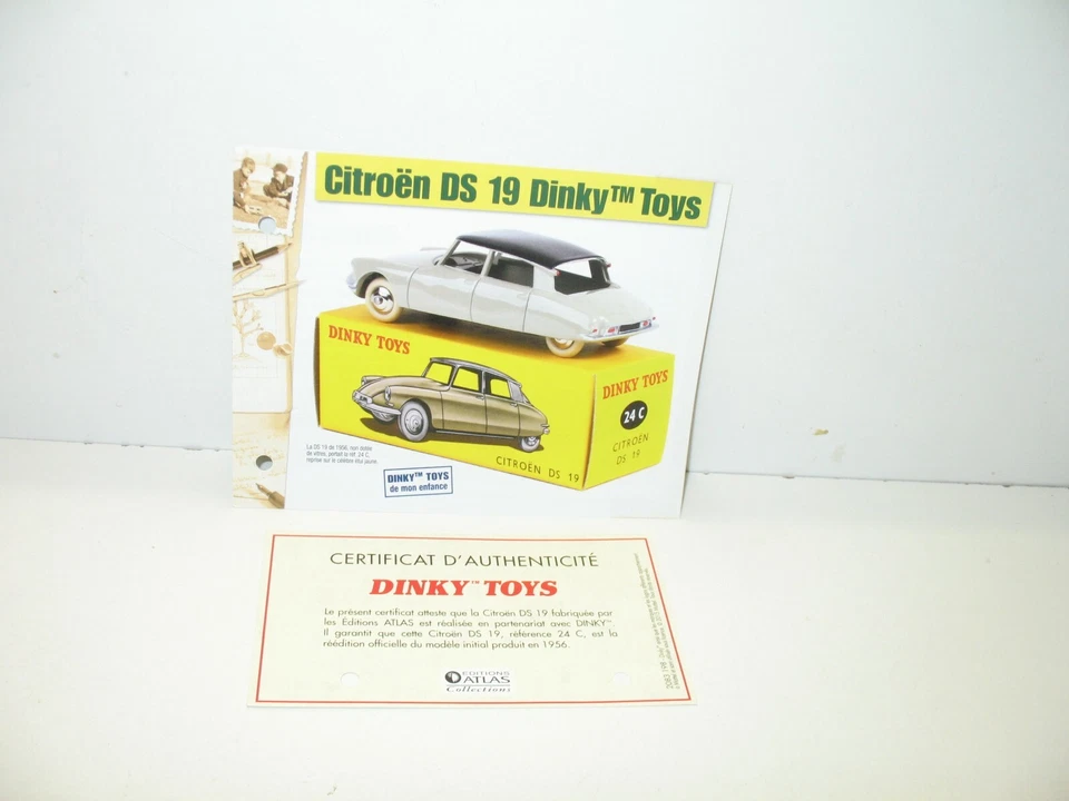 1 sheet + certif. Dinky Toys Atlas repro ref 24 C, Citroen DS 19 gray - Image 1 of 1