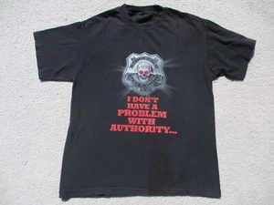 Vintage Stone Cold Steve Austin Shirt Mens Medium Authority Black WWF 1998 Skull - Picture 1 of 17