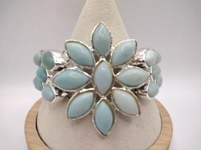 Hermosa pulsera hecha a mano aguamarina enchapada en plata de ley 5"-6,5" 71 gramos Foto 1 de 4