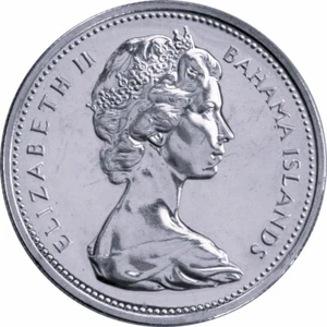 Bahamas 1966 25 Cents Elizabeth II & Sailing Ship UNC/MC #53 - Picture 1 of 2