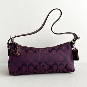 Vintage Coach East West Demi Baguette Bag 6371 Purple handbag Purse Canvas Y2K - Picture 1 of 23