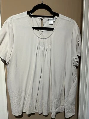 Блузка WinterSilks XL экрю шелк эластичная прибрежный офис блестки скромная карьера - Изображение 1 из 4