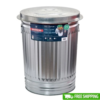 Bote de basura de acero duradero con tapa 31 galones desechos al aire libre almacenamiento de alimentos para mascotas nuevo Foto 1 de 4